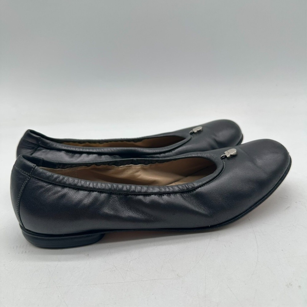 Vintage‎ Salvatore Ferragamo Gunmetal Black Leather Ballet Flats Women's 5.5 B